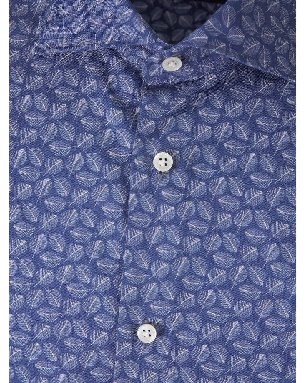 Vincenzo Di Ruggiero Blue Printed Cotton Shirt for men