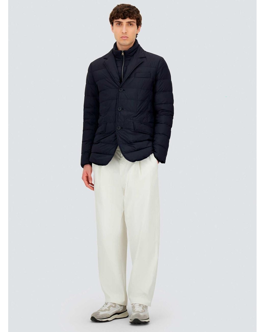 Herno Blue Double Layer Down Jacket for men