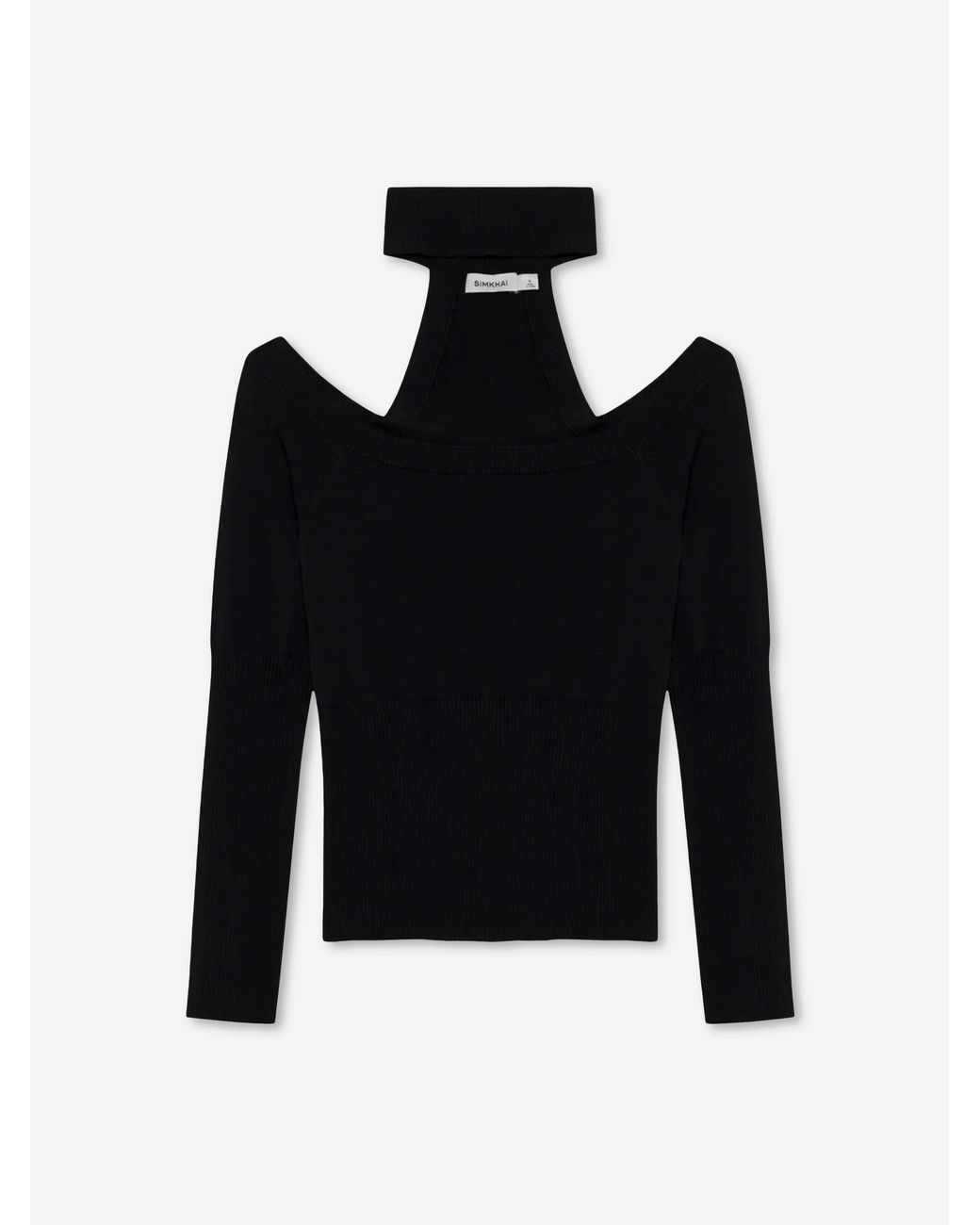 Jonathan Simkhai Black Lilac Off-Shoulder Top