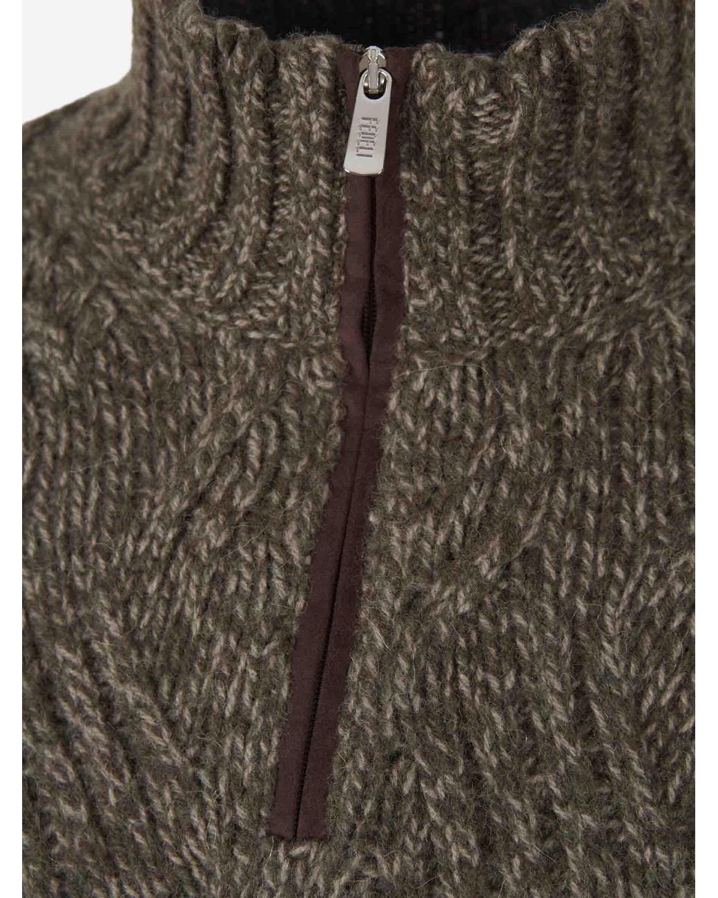 Fedeli Green Alpaca Wool Sweater for men