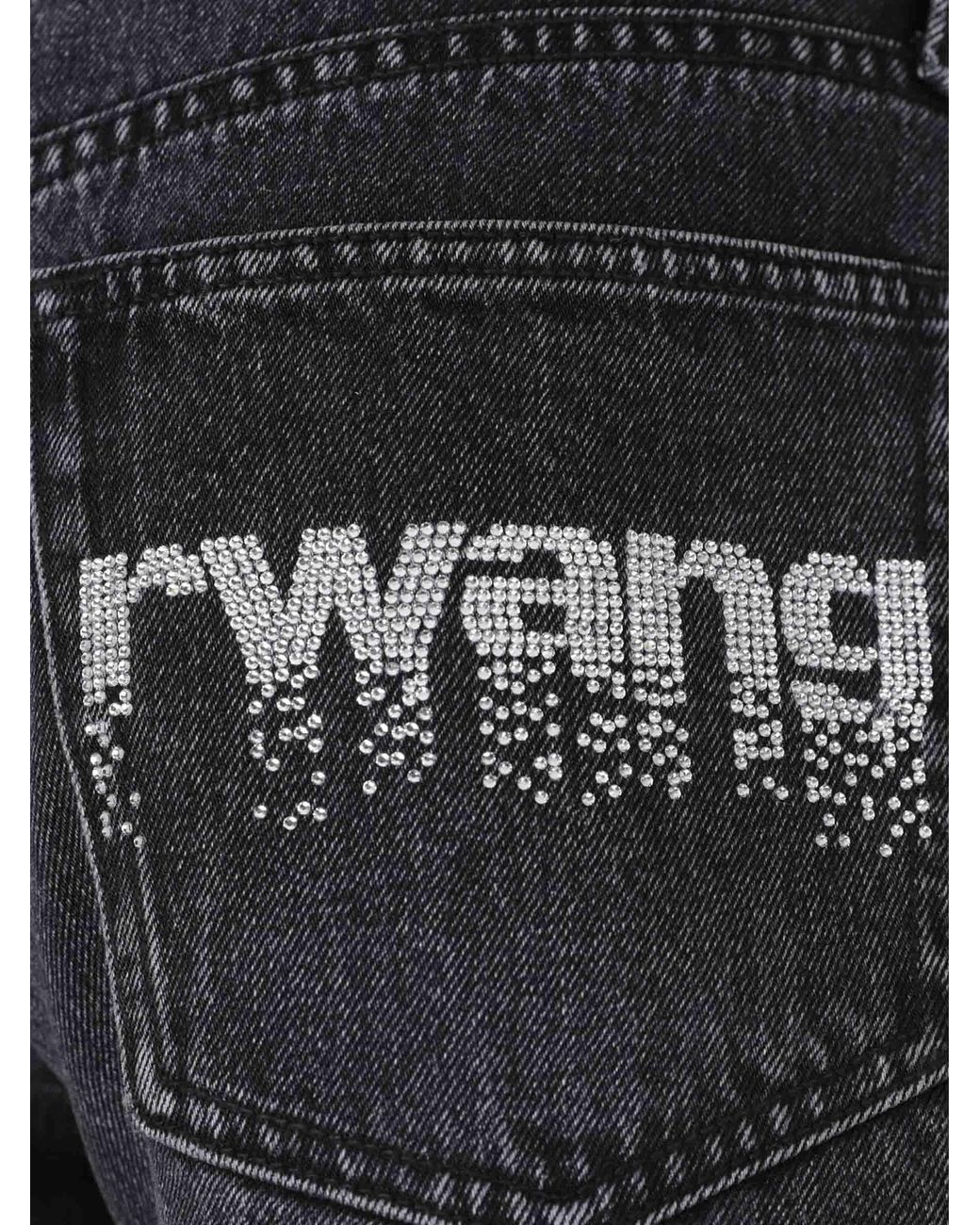 Alexander Wang Black Rhinestone Logo Shorts