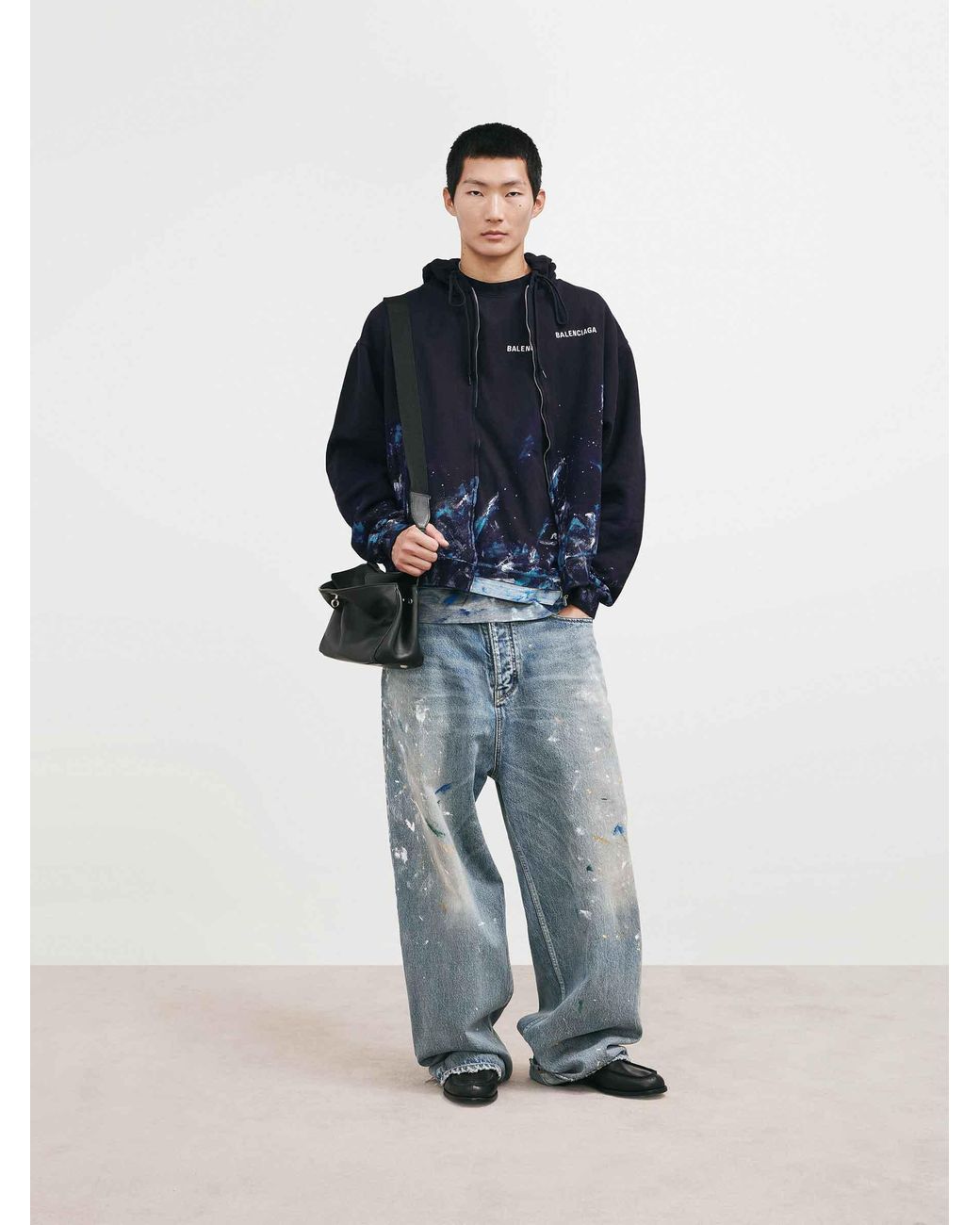 Balenciaga Blue Sweatshirt Logo Painting for men