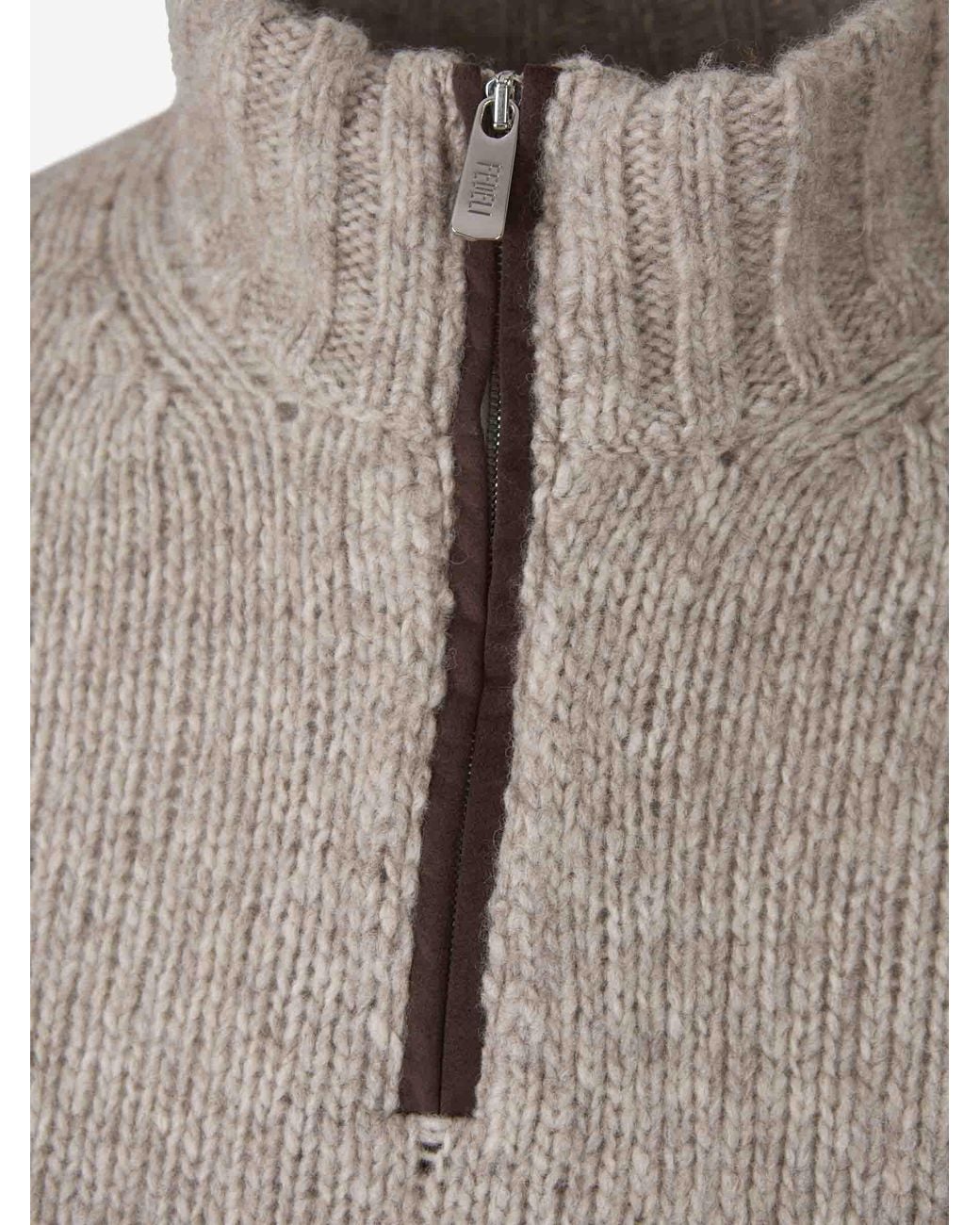 Fedeli Gray Turtleneck Sweater for men