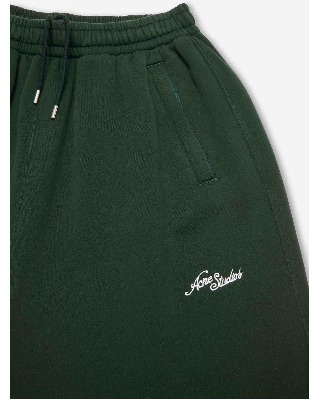 Acne Green Cotton Logo Joggers for men