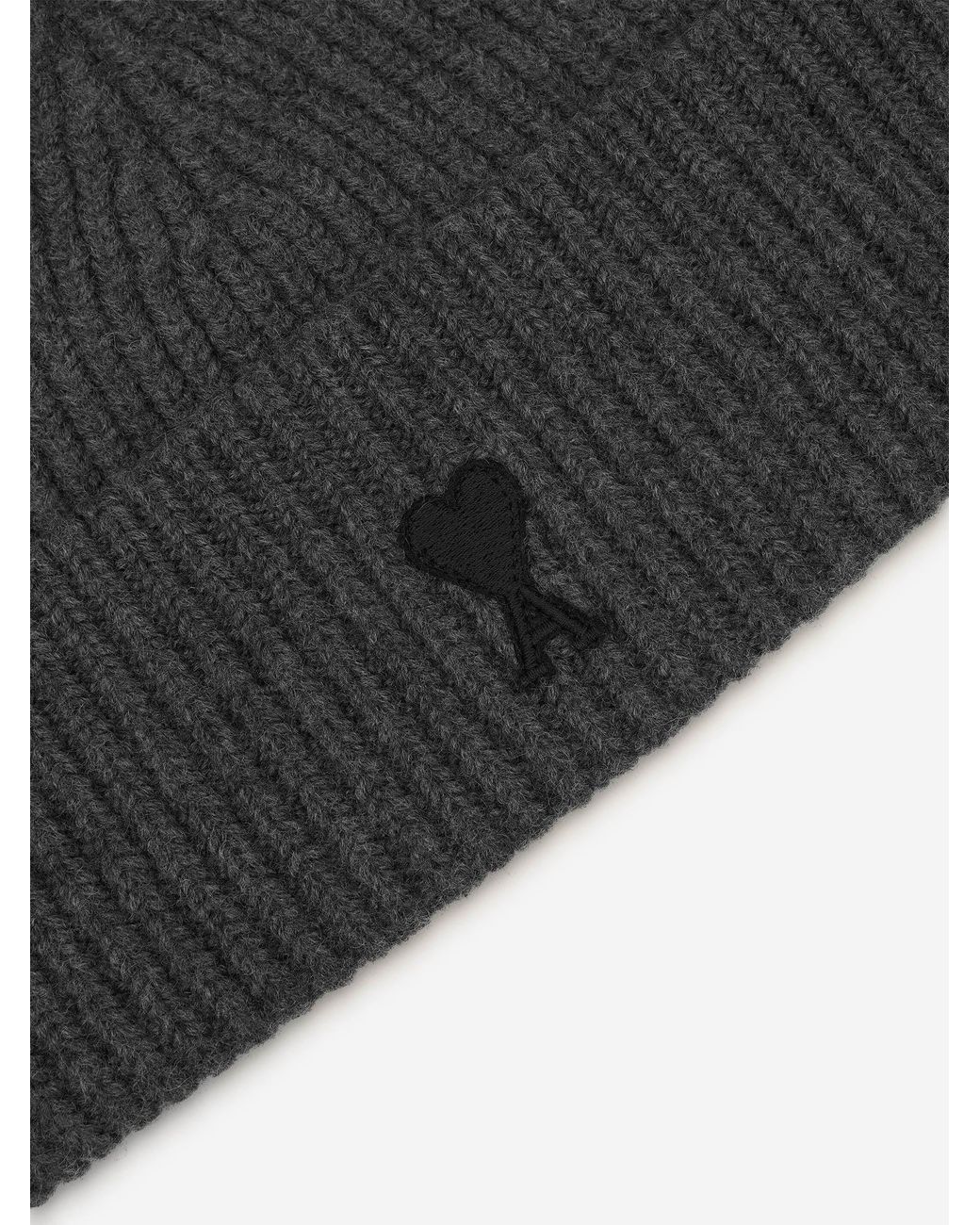 AMI Black Wool Logo Hat for men