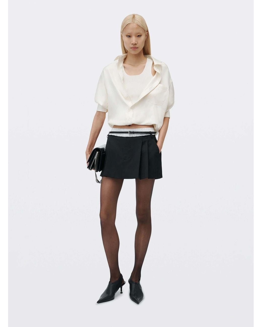 Alexander Wang Black Layered Pantsuit Skirt