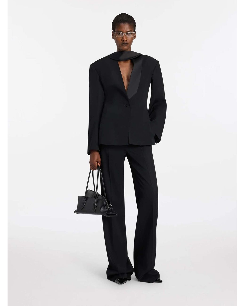 The Attico Black Wool Tuxedo Blazer