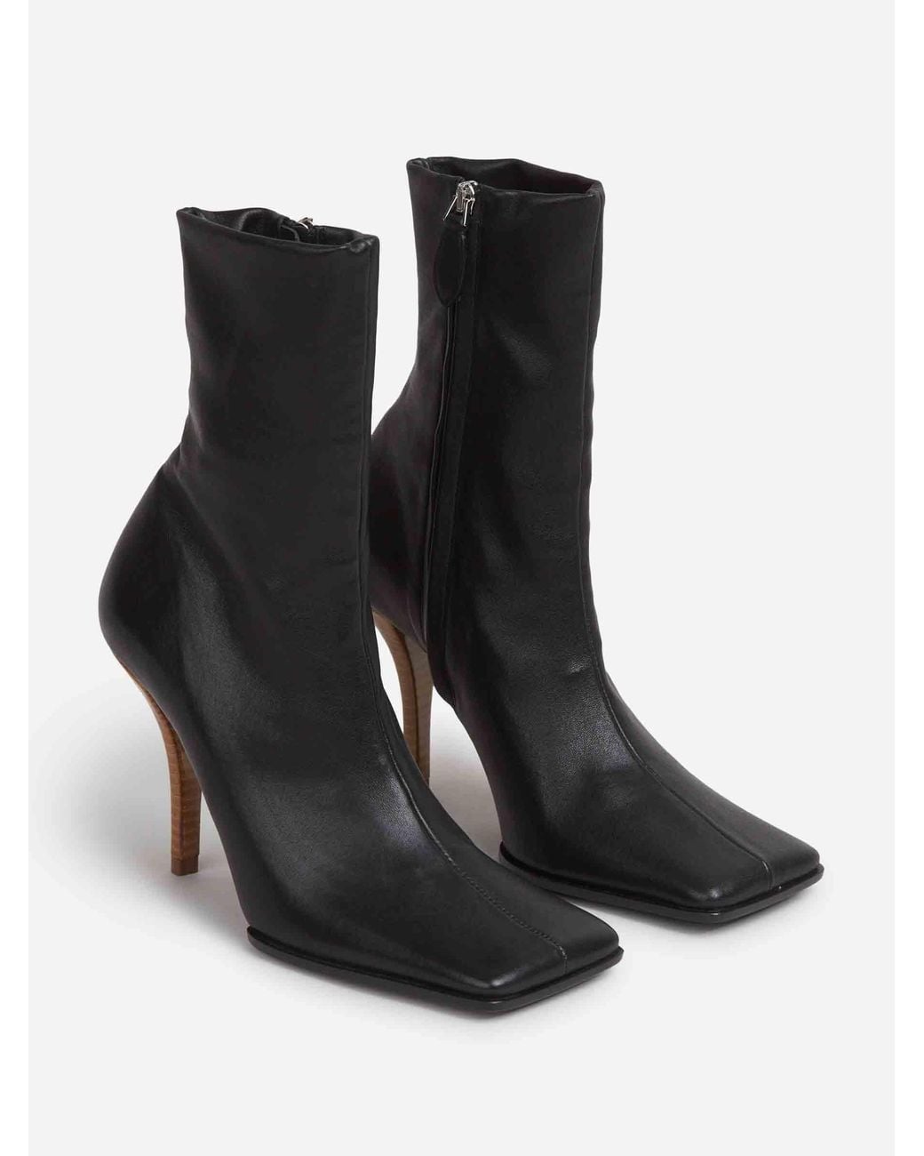 Alaïa Black Square Leather Ankle Boots