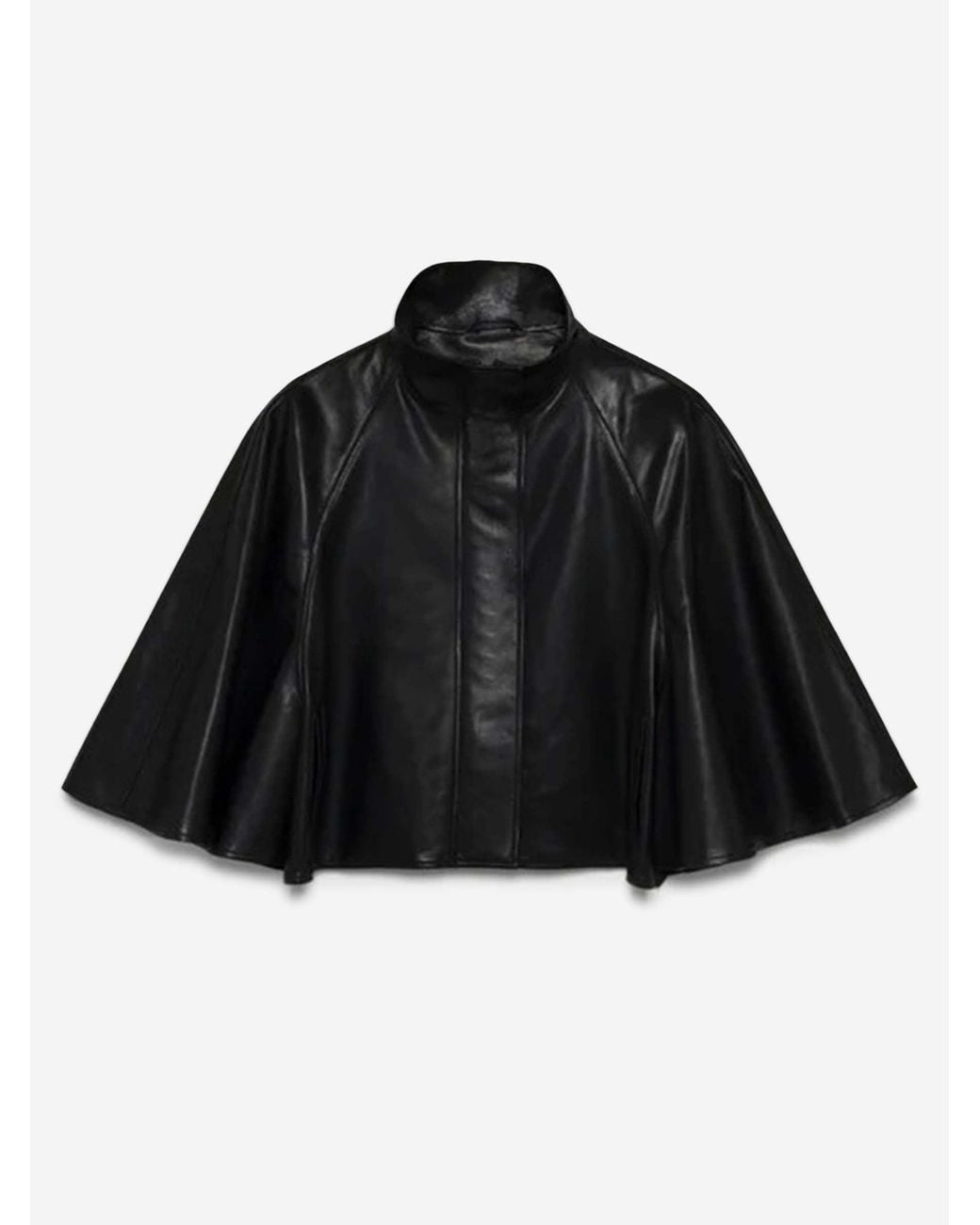 Jonathan Simkhai Black Smooth Leather Cloak