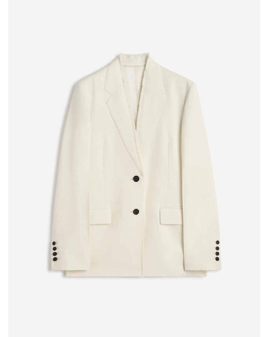 Totême White Frayed Straight Blazer