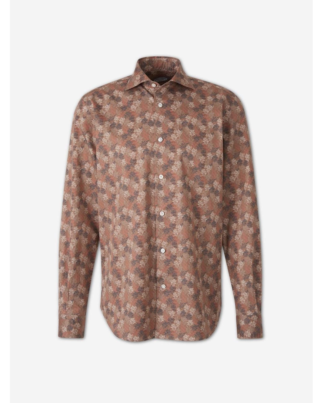Vincenzo Di Ruggiero Brown Printed Cotton Shirt for men