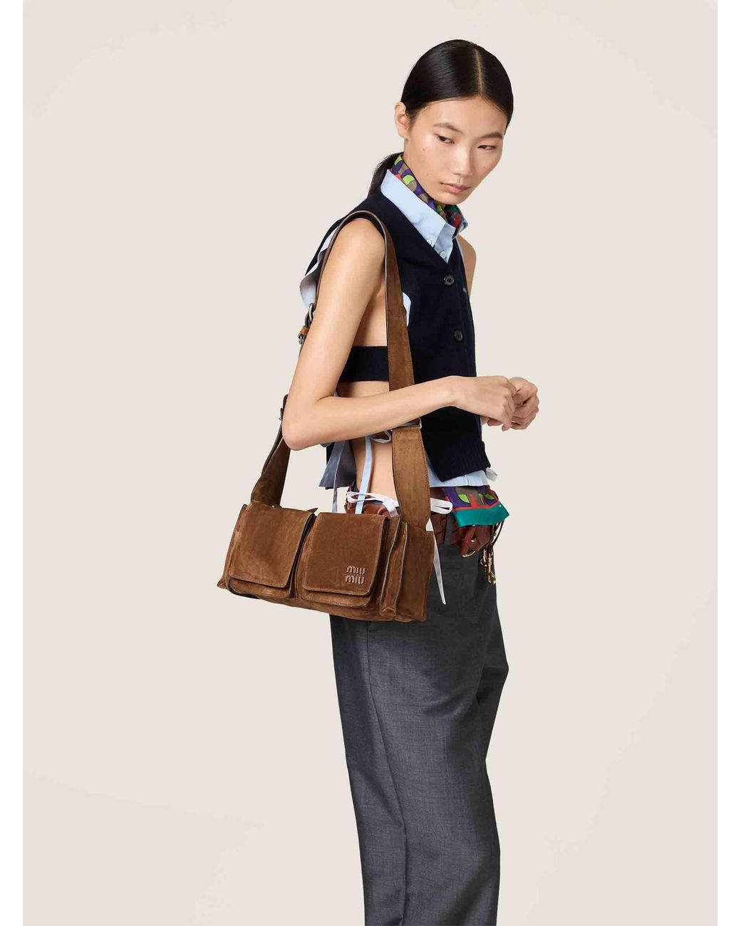 Miu Miu White Utility Shoulder Bag