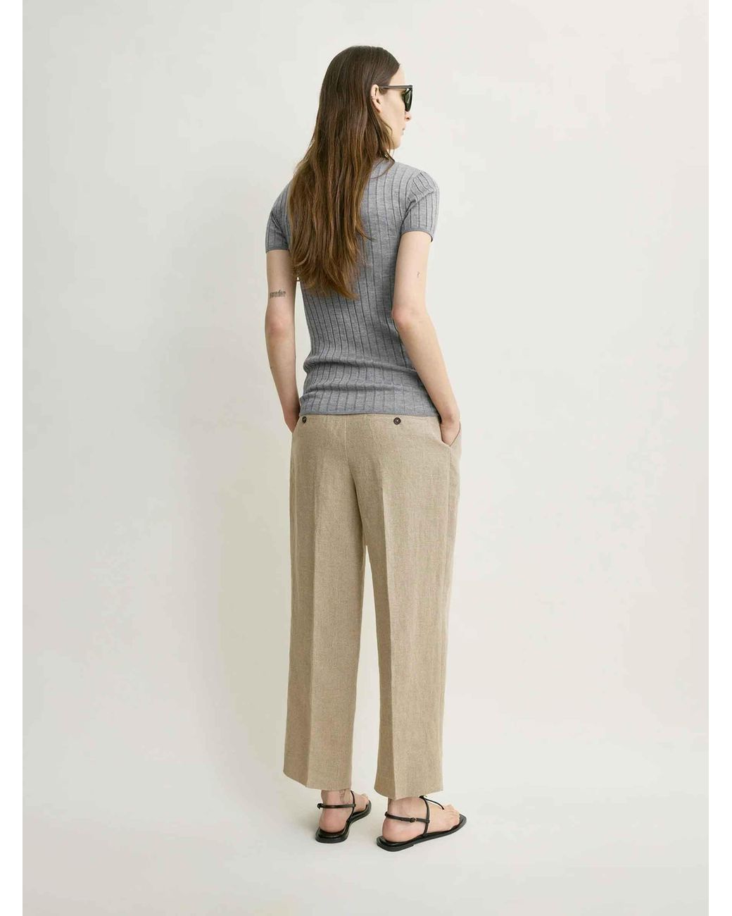 Totême Gray Ribbed Knit Polo Shirt