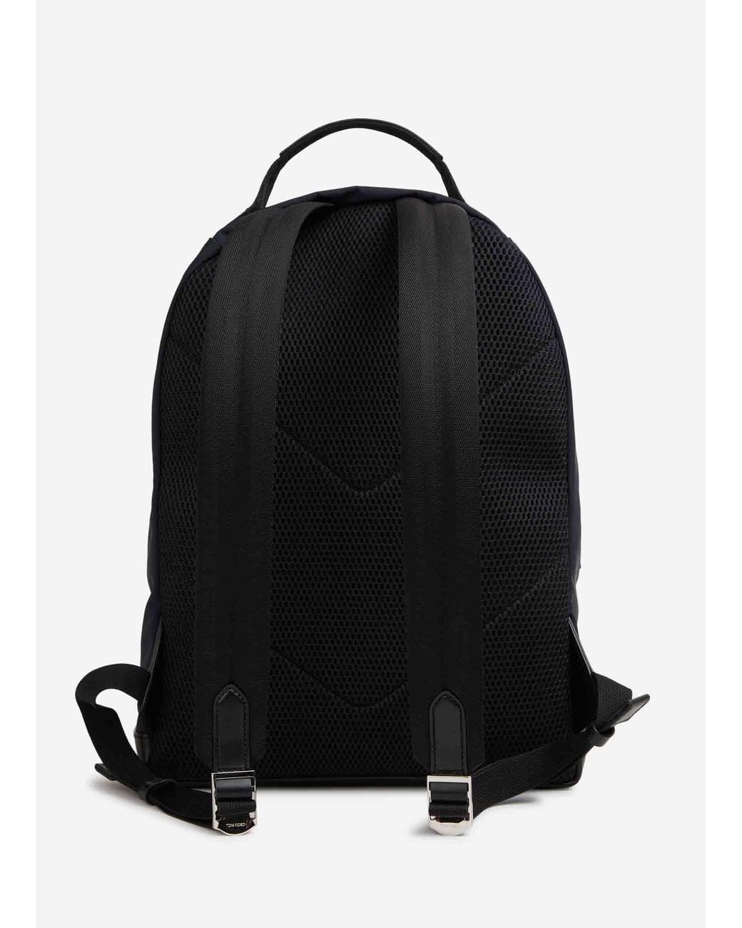 Tom Ford Blue Nylon Leather Backpack for men