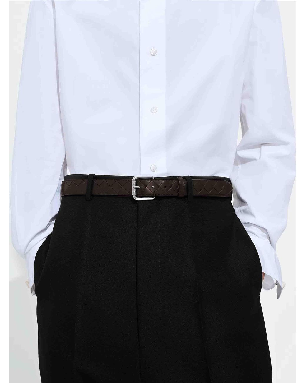 Bottega Veneta Black Intrecciato Belt for men