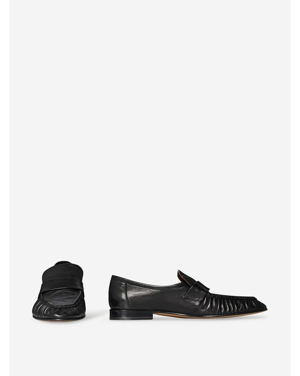 The Row Black Gathered Loafers for men