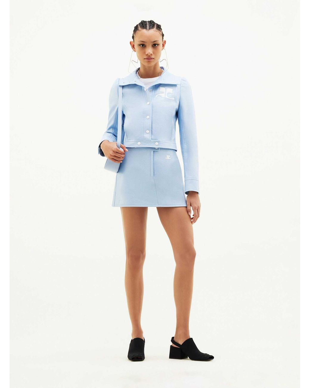 Courreges Blue Vinyl Biker Jacket