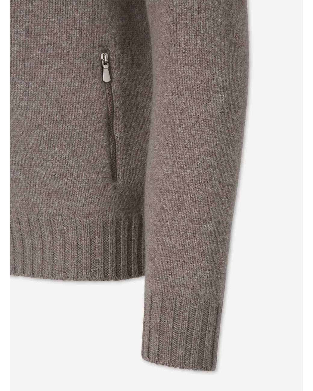 Santa Eulalia Gray Wool Zip Cardigan for men