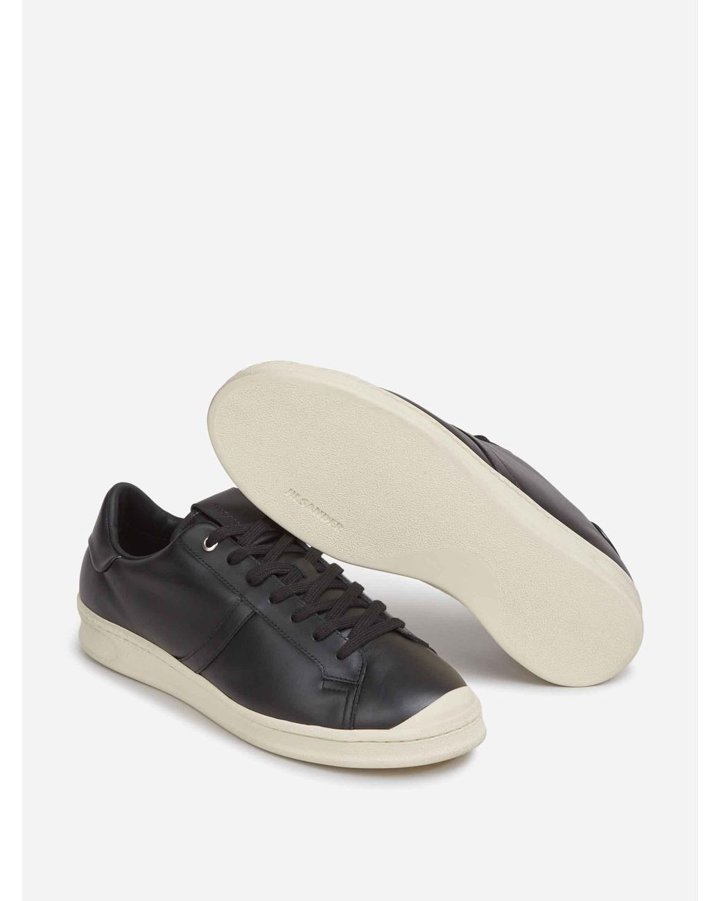 Jil Sander Black Leather Sports Shoes for men