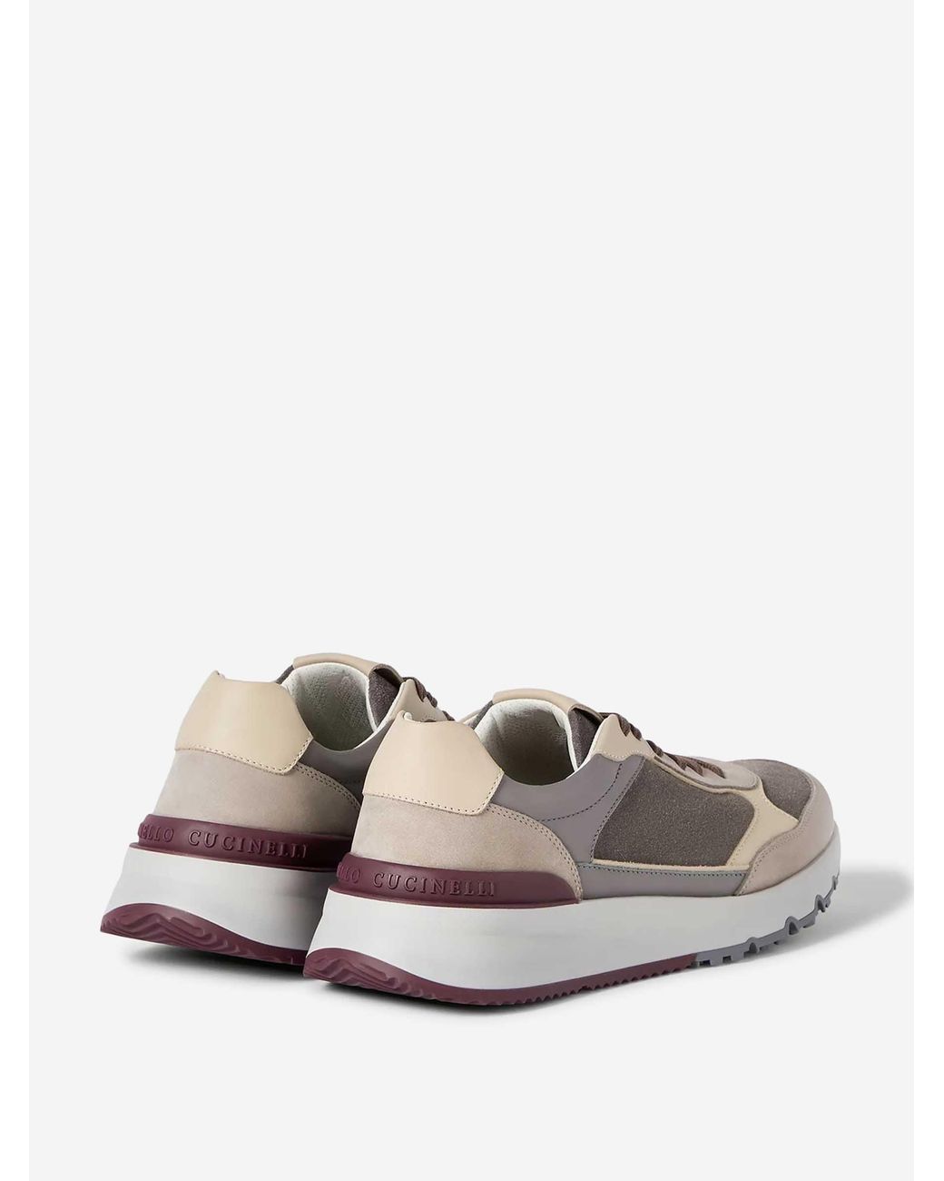 Brunello Cucinelli White Nubuck Suede Sports Shoes for men