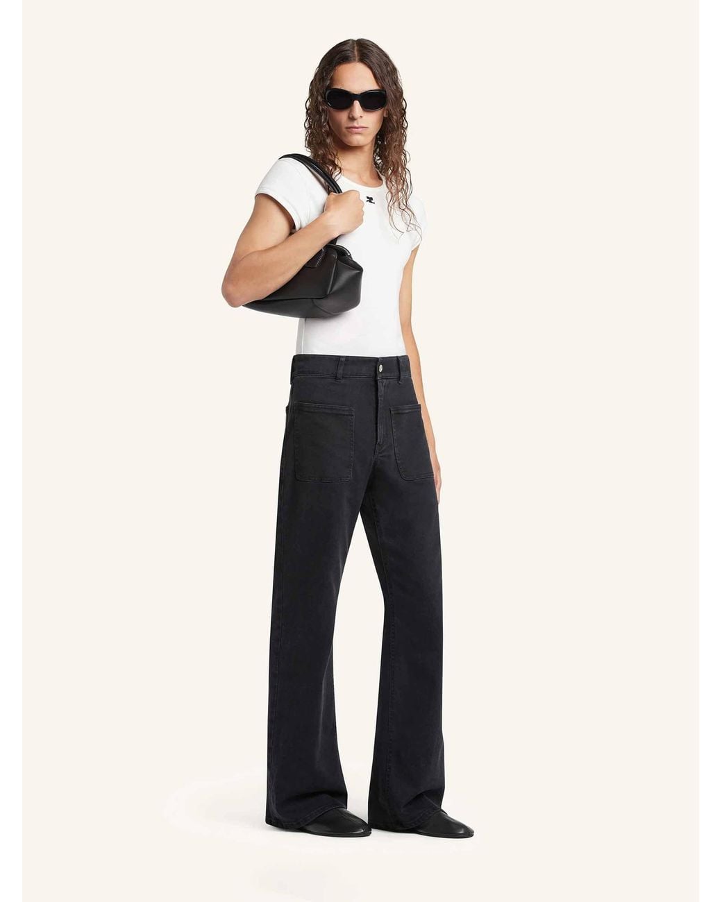 Bolso Medium Strip Courreges de color Black