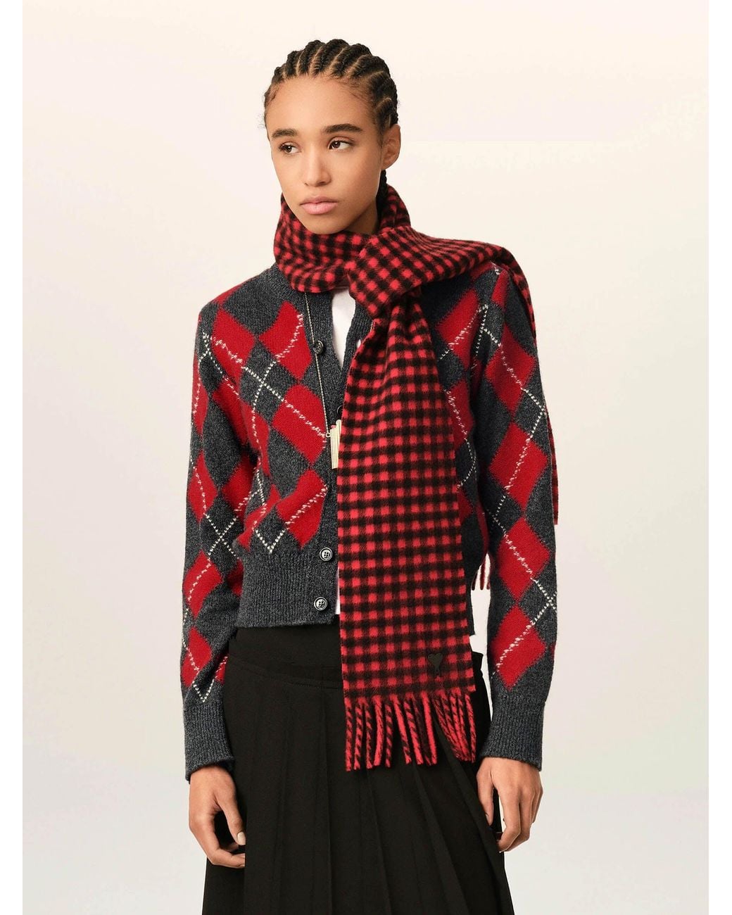 AMI Red Wool Cardigan