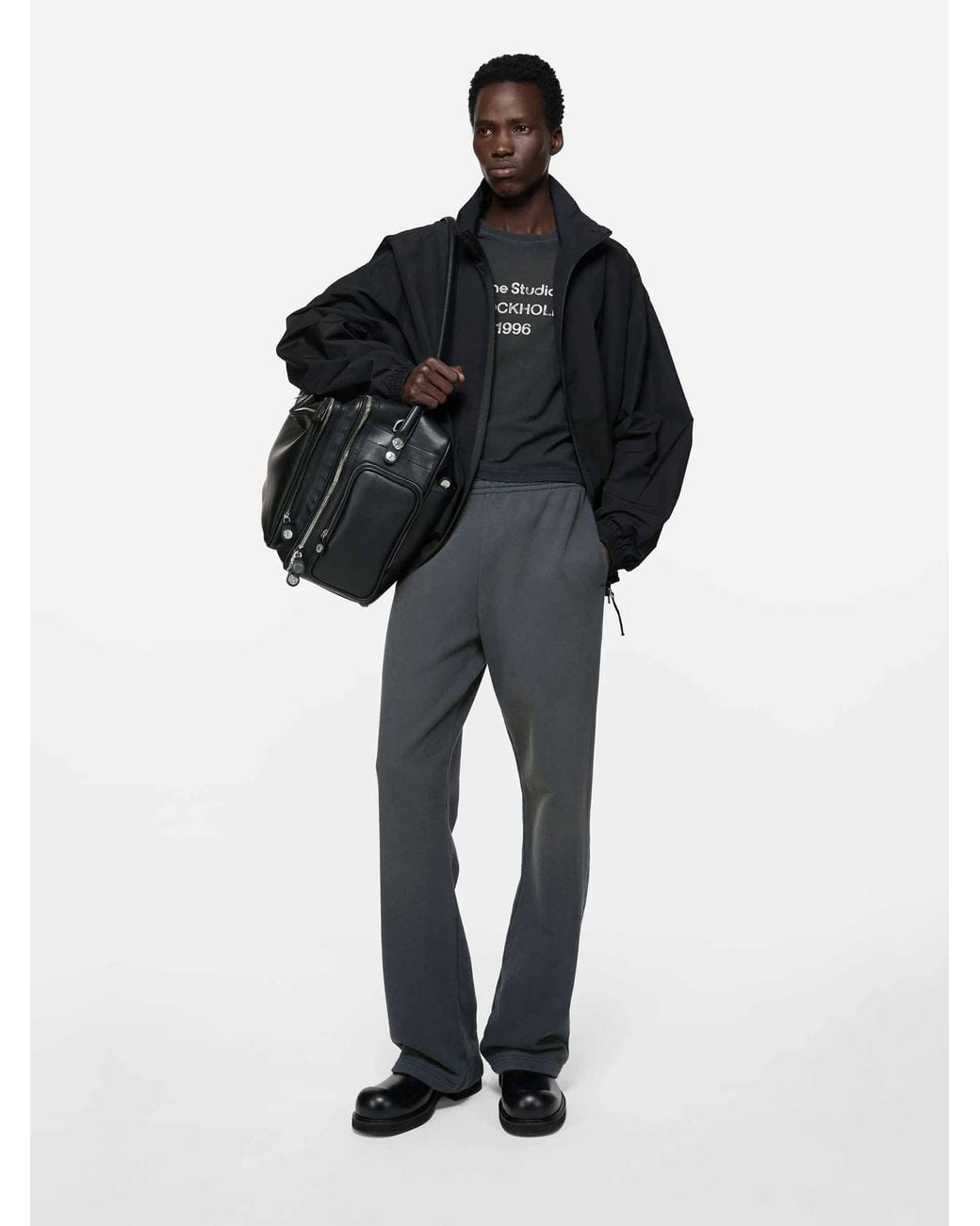 Acne Gray Cotton Logo Joggers for men
