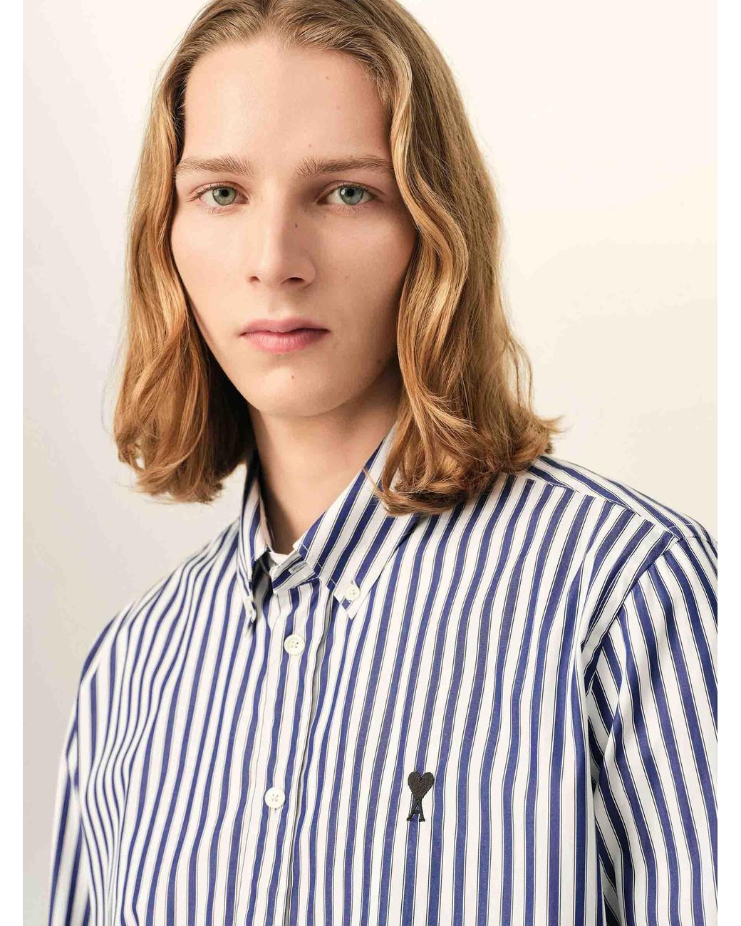 AMI Multicolor Striped Logo Shirt