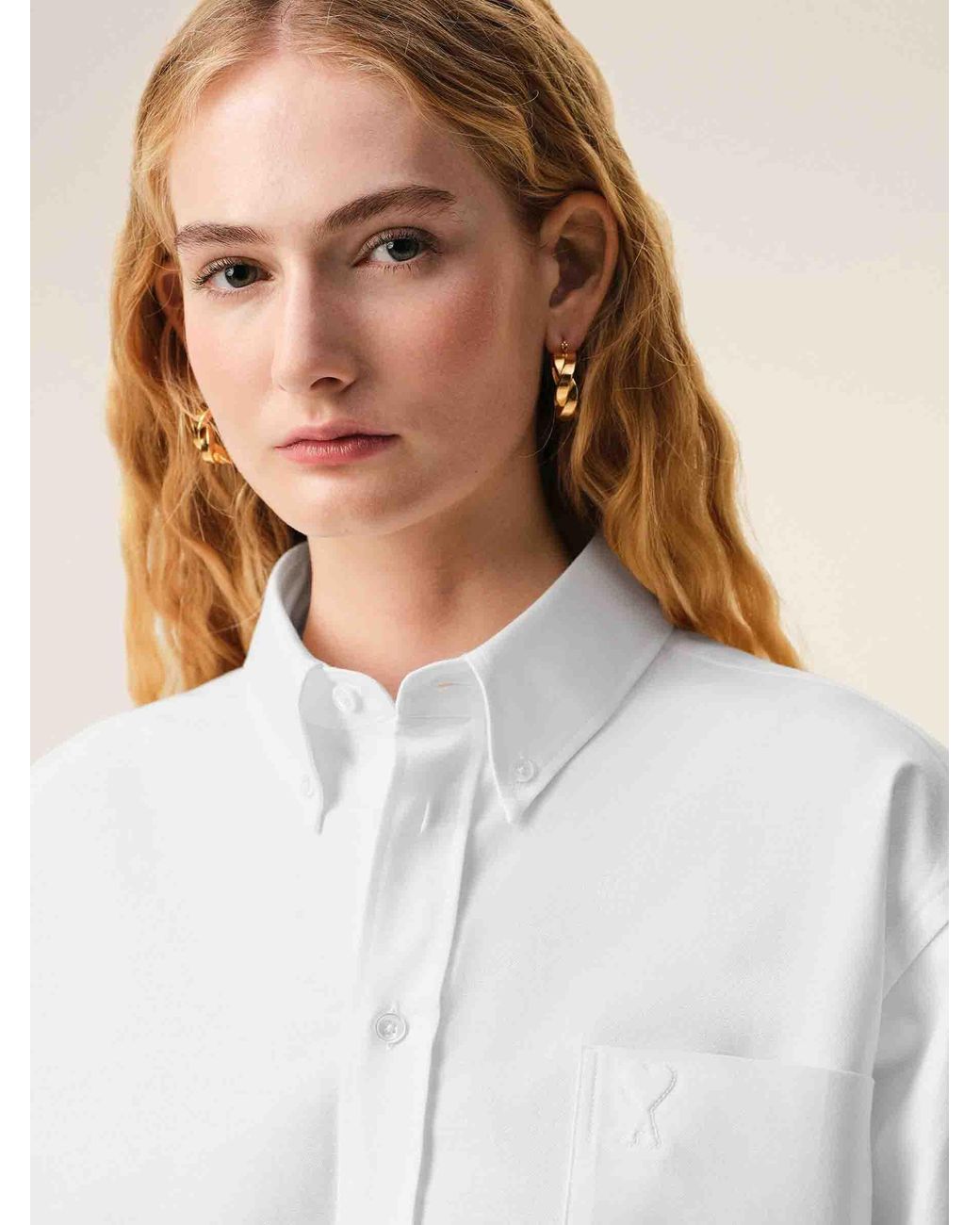 Camisa Casual Cropped AMI de color White