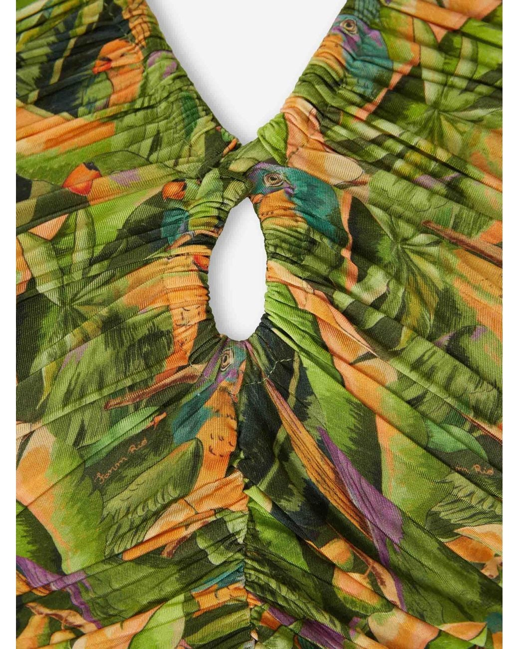 Farm Rio Green Tropical Ruched Dress