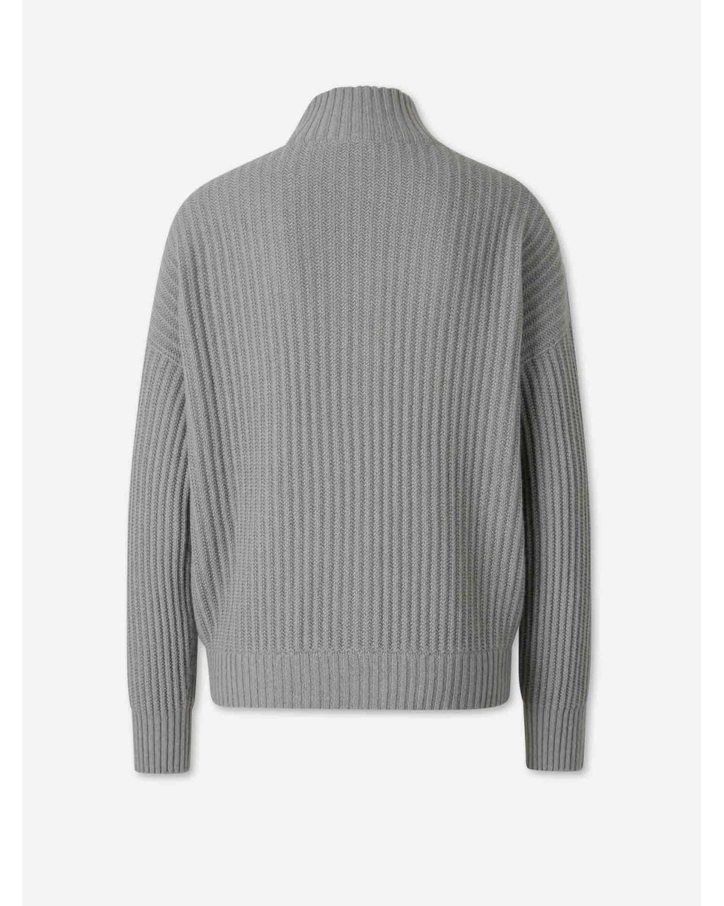 Peserico Gray Knit Zip-Up Cardigan