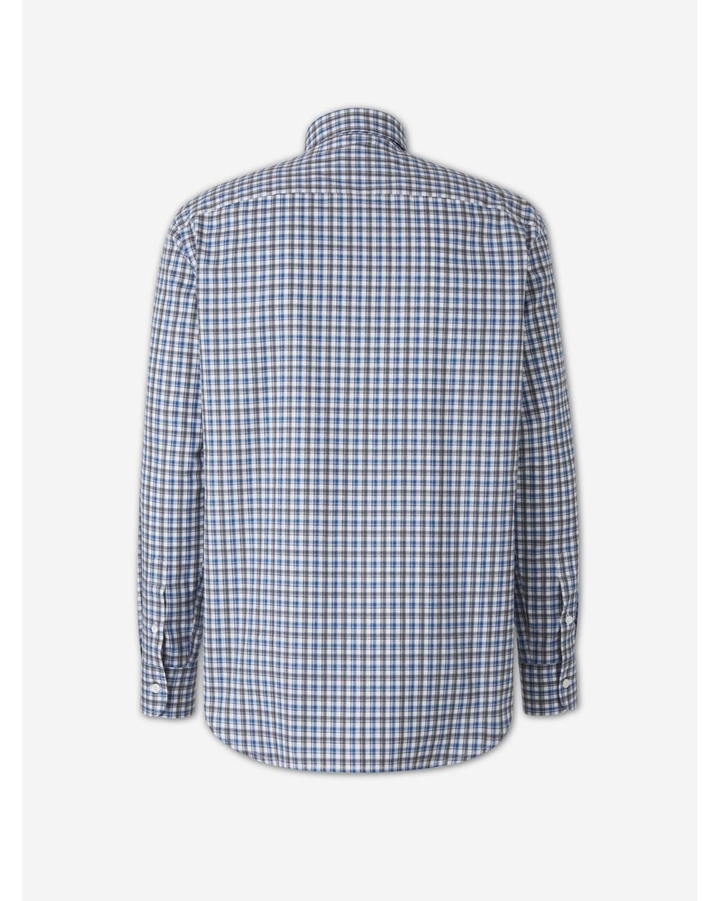 Brioni Blue Cotton Plaid Shirt for men