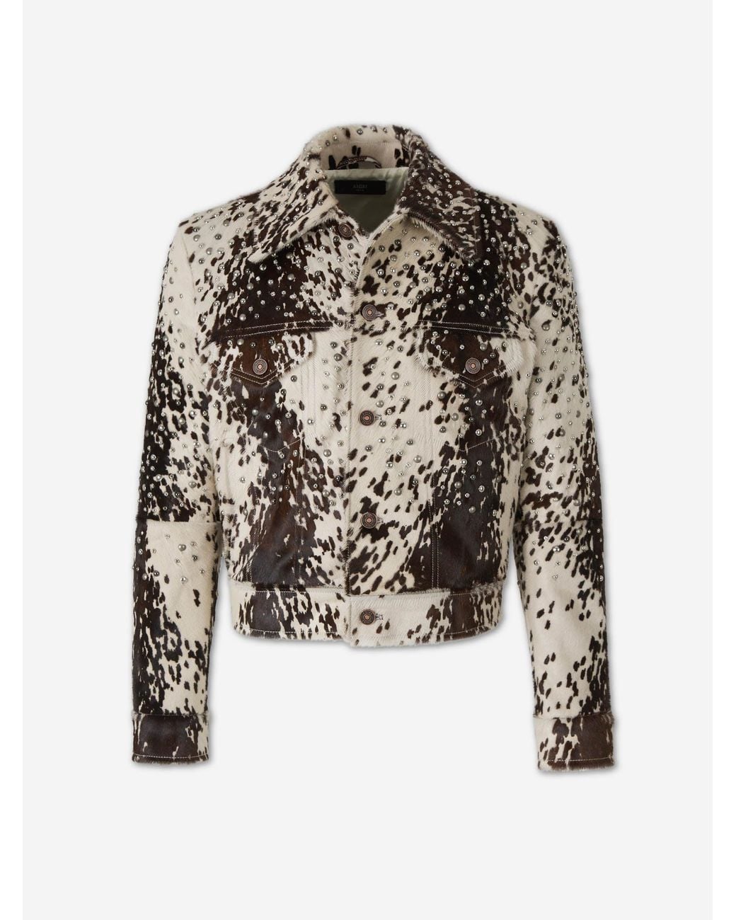 Amiri White Leather Jacket With Crystals And Studs for men