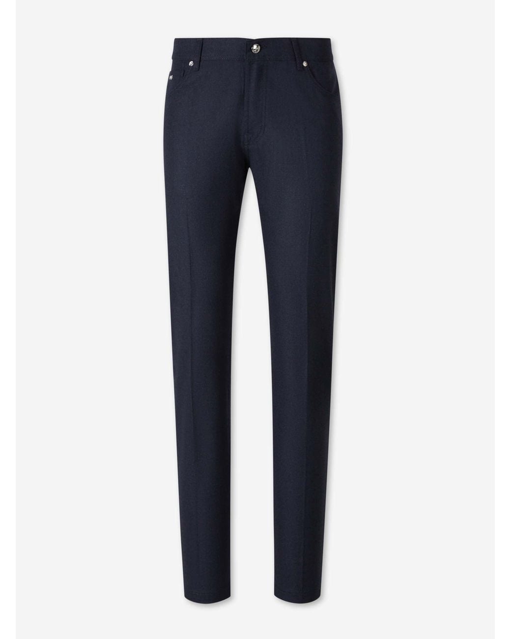 Marco Pescarolo Blue Cashmere Straight Leg Trousers for men