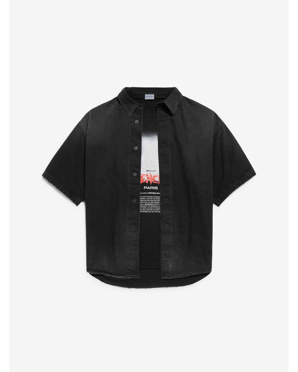 Balenciaga Black Layered Denim Shirt for men