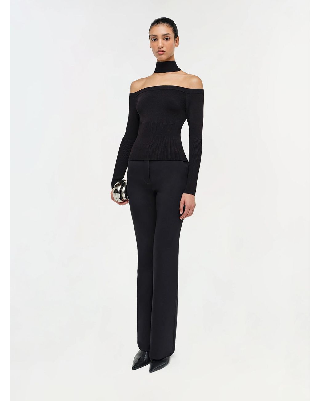 Jonathan Simkhai Black Lilac Off-Shoulder Top