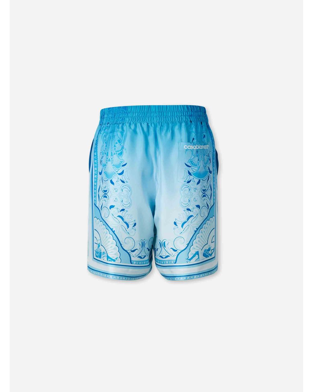 Casablanca Blue Printed Silk Bermuda Shorts for men
