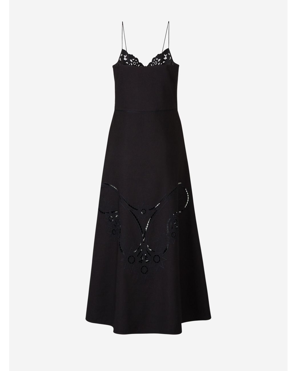 Chloé Midi Lingerie Dress in Black | Lyst