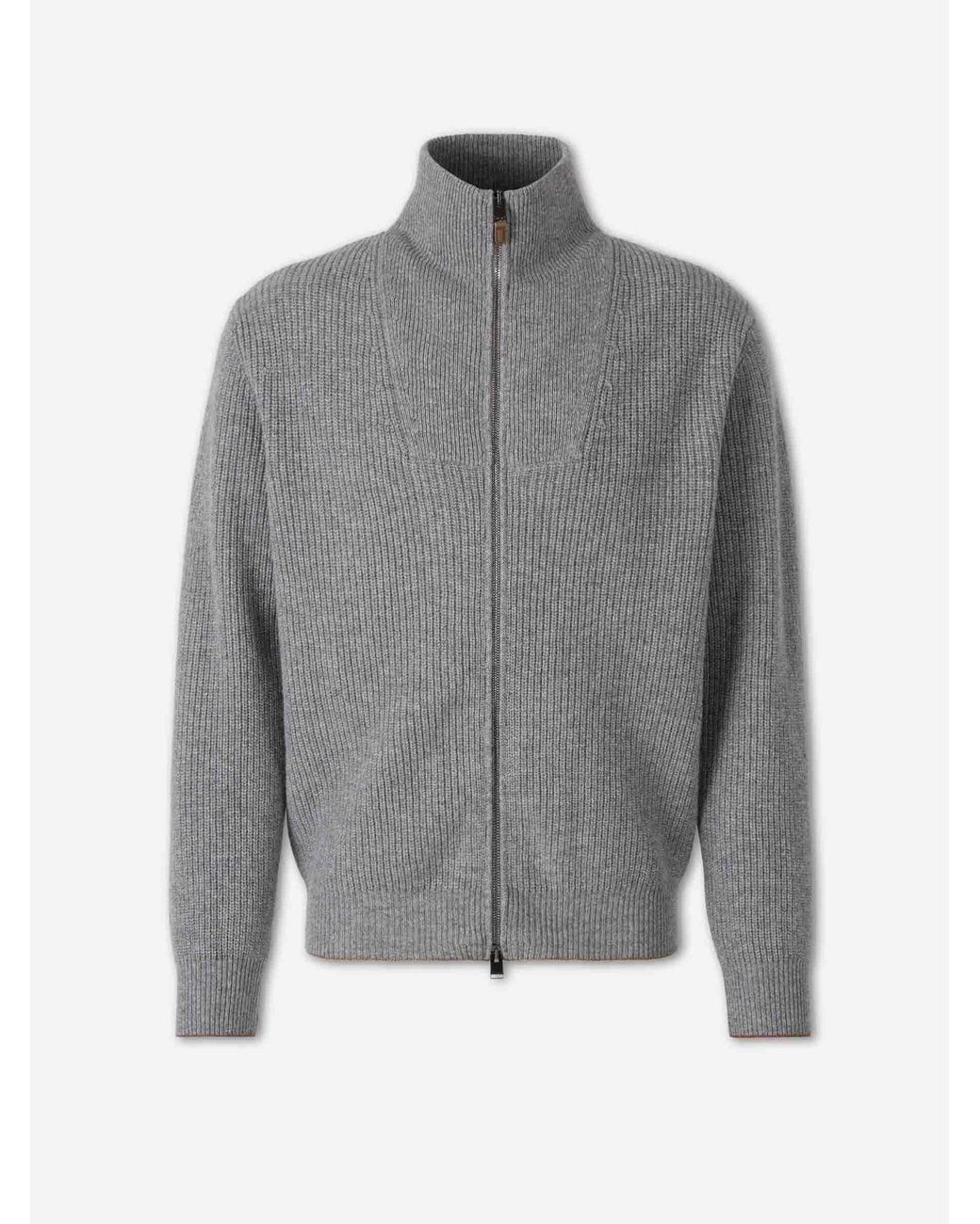 Canali Gray Cashmere Wool Cardigan for men
