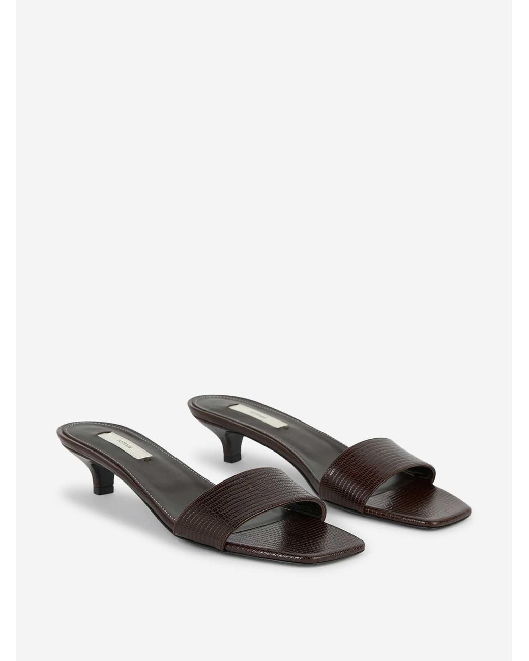 Totême  White Lizard Effect Leather Mules
