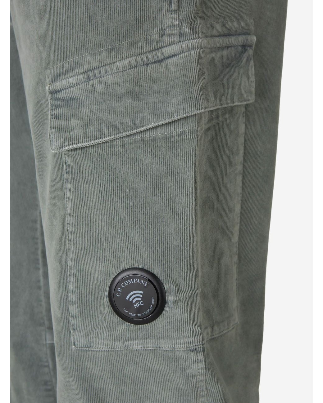 C P Company Gray Cargo Corduroy Pants for men