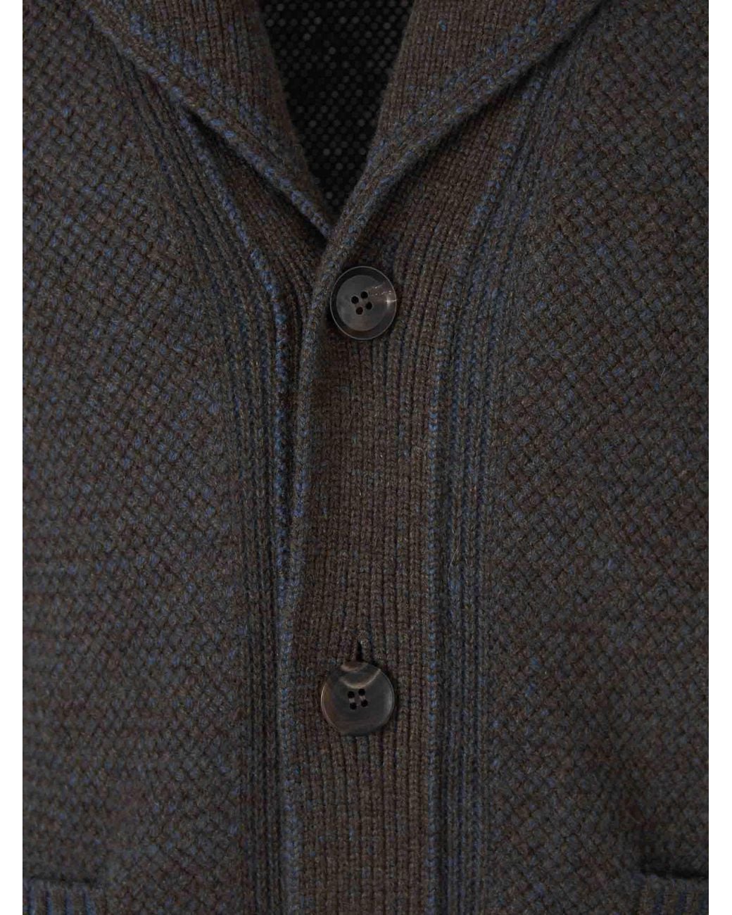 Zegna Black Textured Knit Cardigan for men