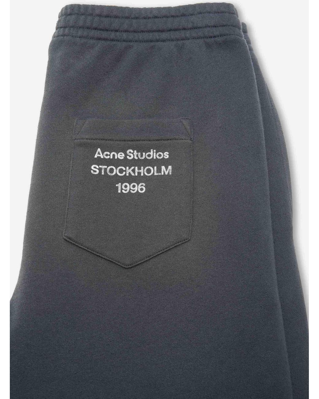 Acne Gray Cotton Logo Joggers for men