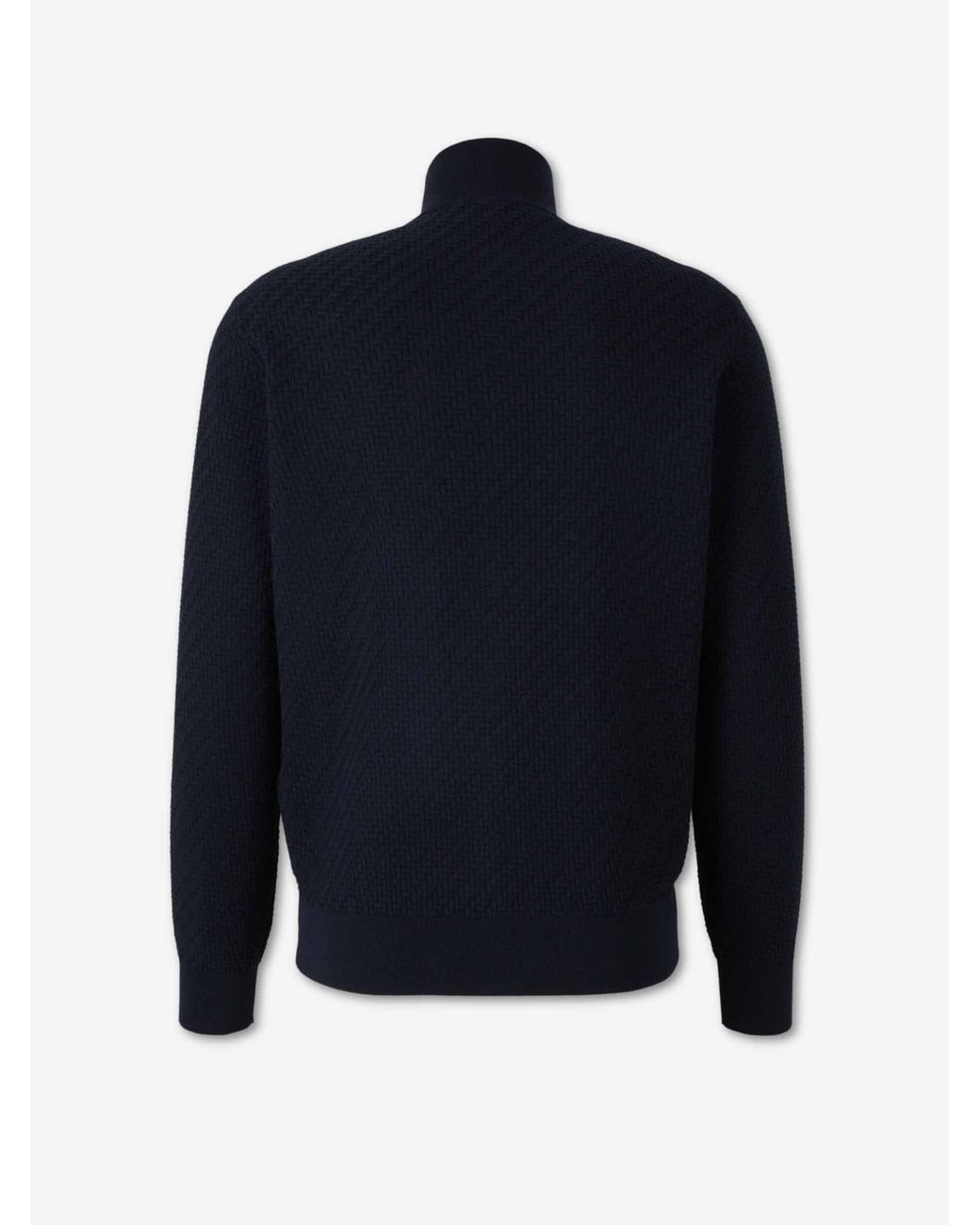 Brioni Blue Braided Zip Cardigan for men