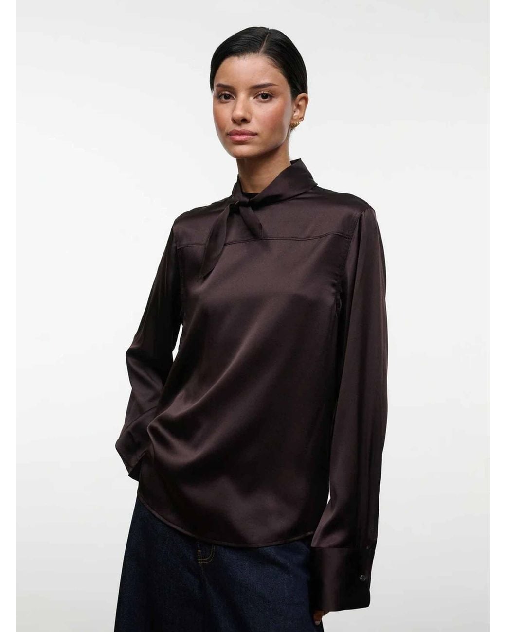Staud Brown Rhodes Silk Blouse