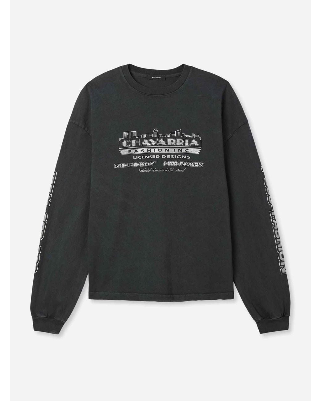 Willy Chavarria Black Long Sleeve T-Shirt for men