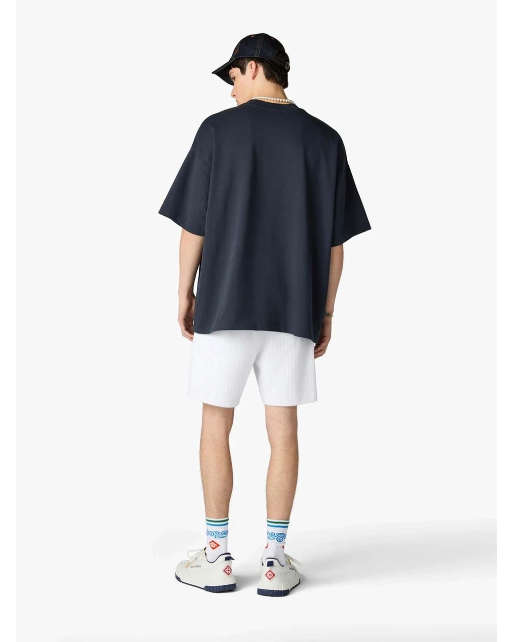 Casablanca White Ribbed Logo Bermuda Shorts for men