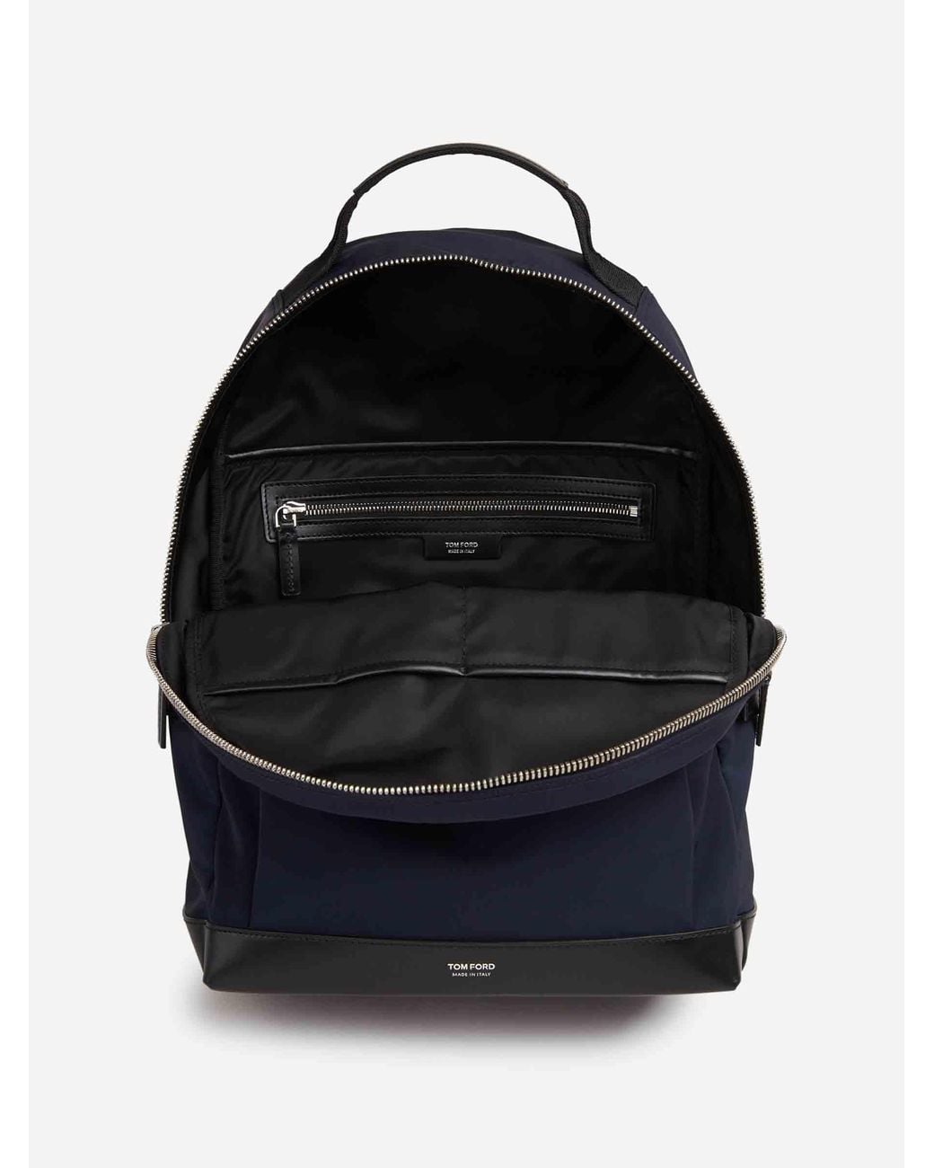 Tom Ford Blue Nylon Leather Backpack for men