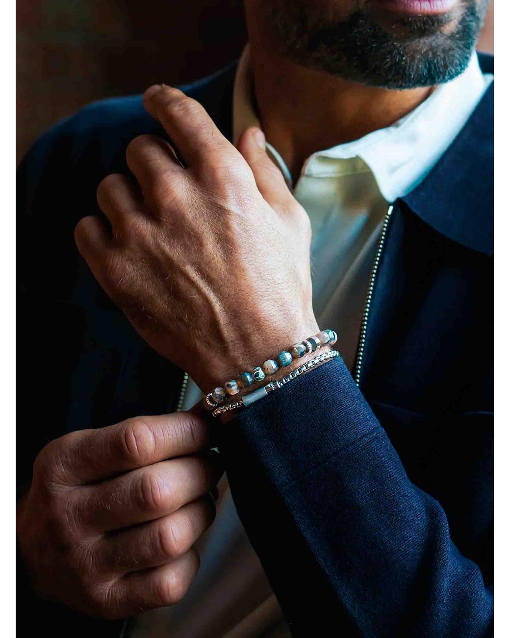 Tateossian Gray Hexade Peace Bracelet for men