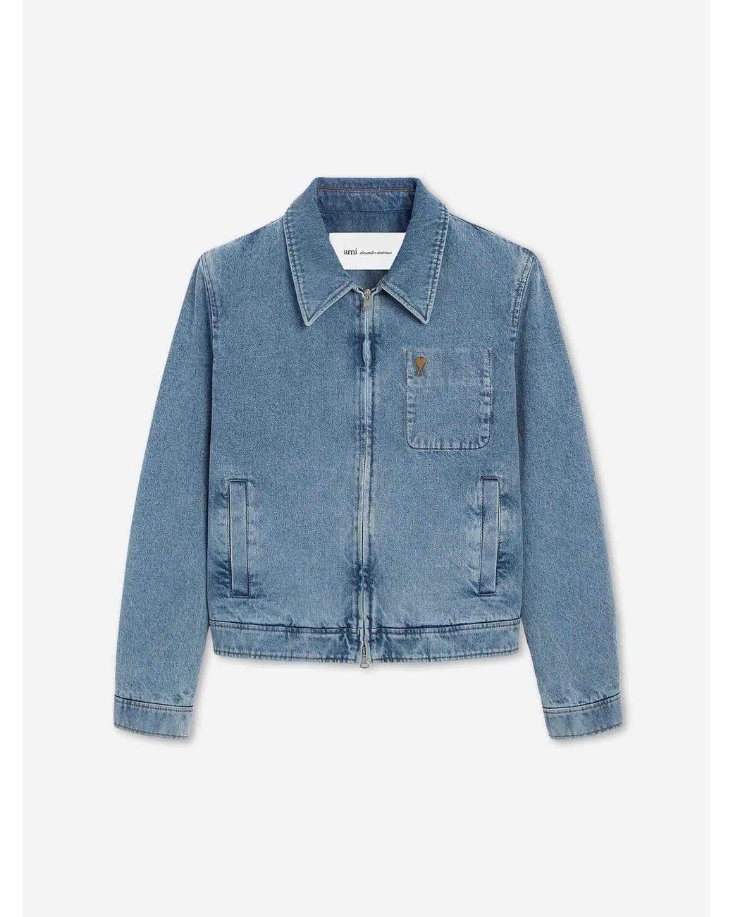 AMI Blue Casual Denim Jacket for men